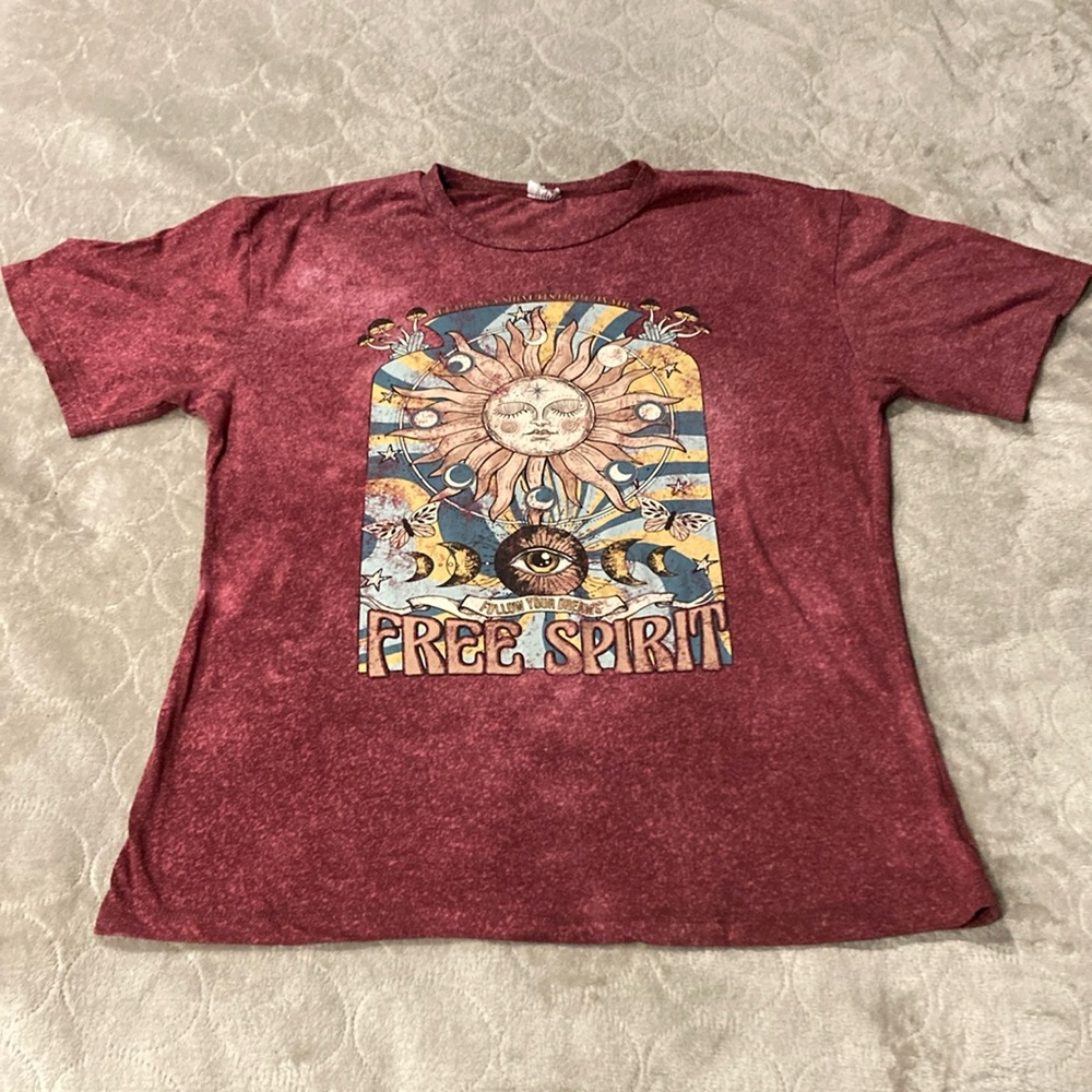 Free Spirit Hippie Mushroom Psychedelic Soft Graphic T shirt medium